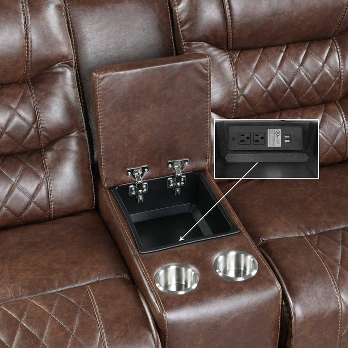 Putnam Brown Power Double Reclining Loveseat