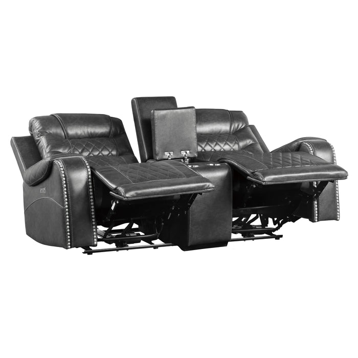 Putnam Gray Power Double Reclining Loveseat