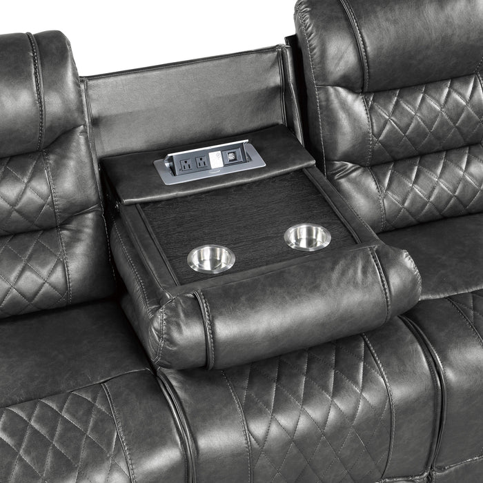 Putnam Gray Power Double Reclining Sofa