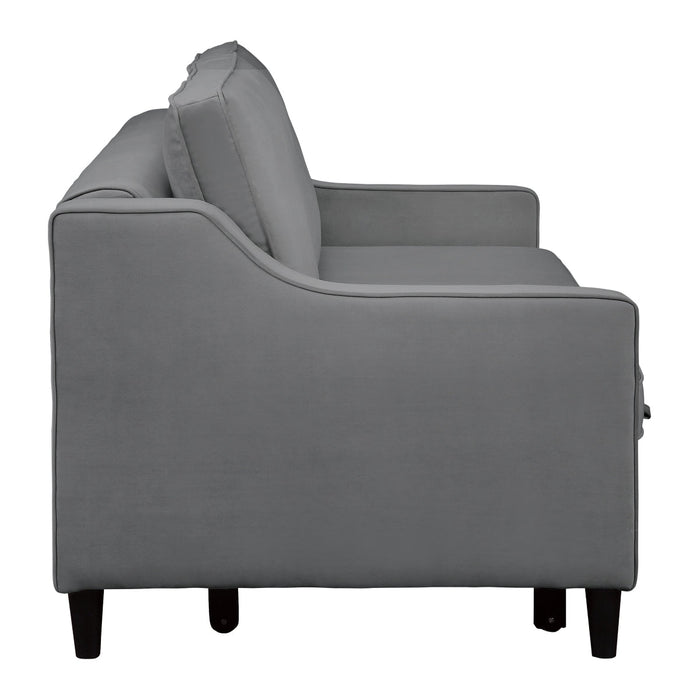 Adelia Dark Gray Velvet Convertible Studio Sofa with Pull-out Bed