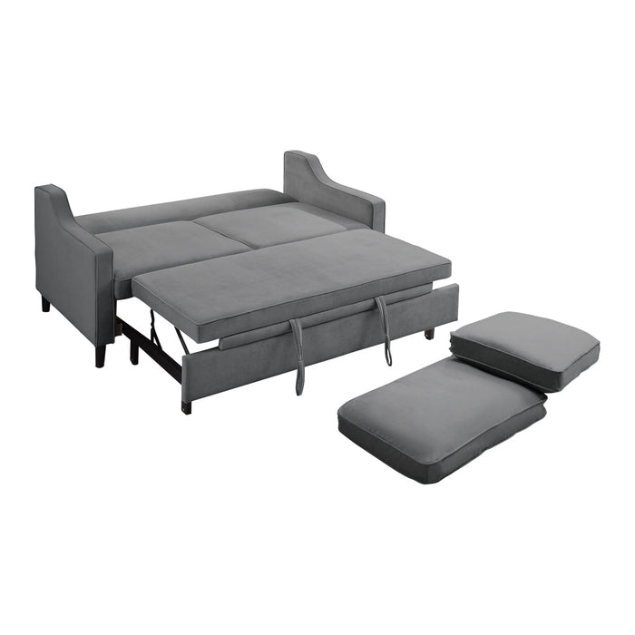 Adelia Dark Gray Velvet Convertible Studio Sofa with Pull-out Bed