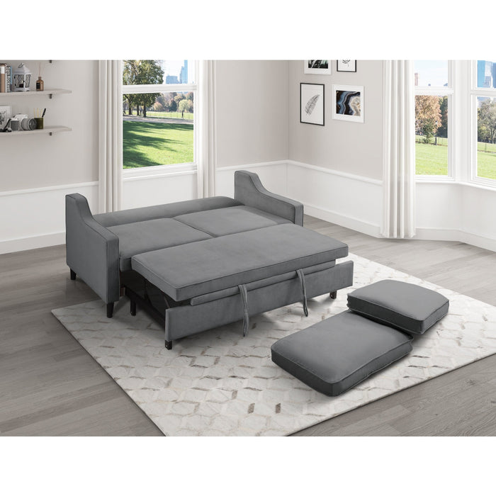 Adelia Dark Gray Velvet Convertible Studio Sofa with Pull-out Bed