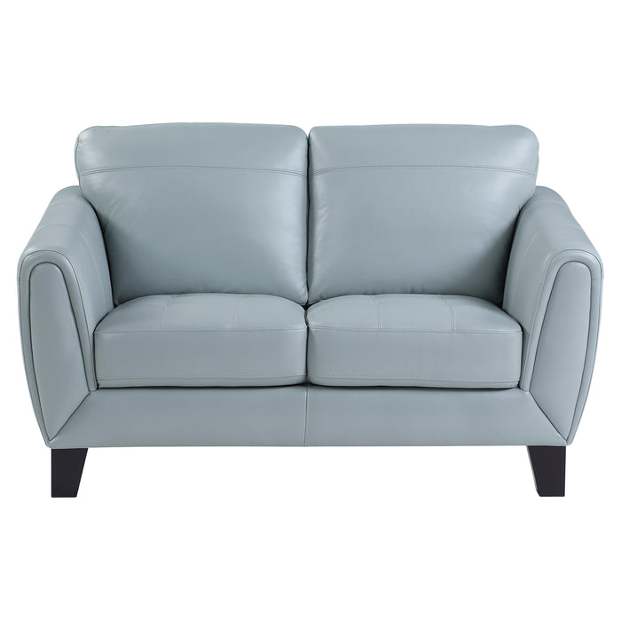 Spivey Aqua Leather Loveseat