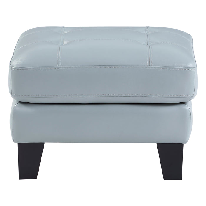 Spivey Aqua Leather Ottoman