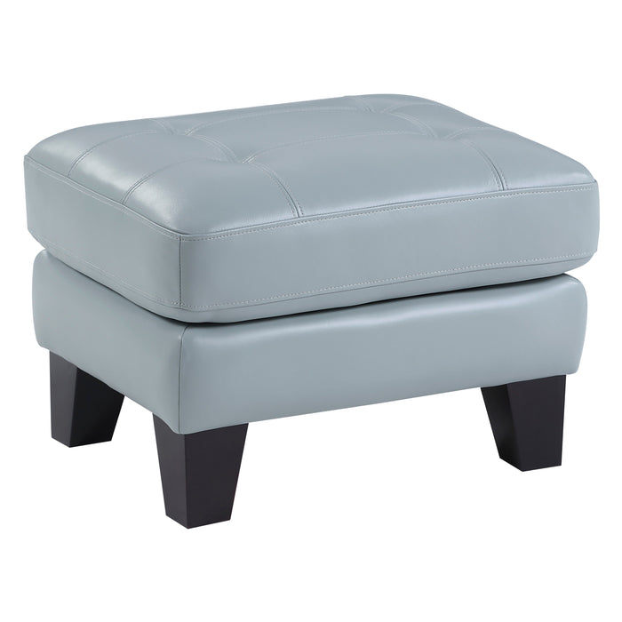 Spivey Aqua Leather Ottoman