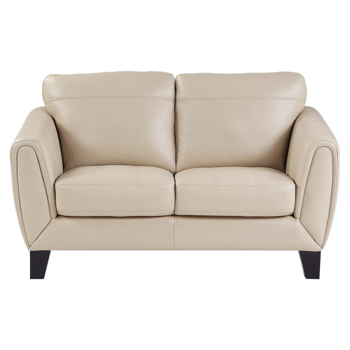 Spivey Beige Leather Loveseat