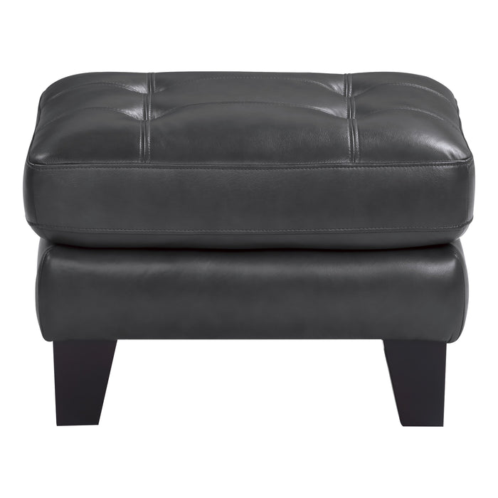 Spivey Dark Gray Leather Ottoman