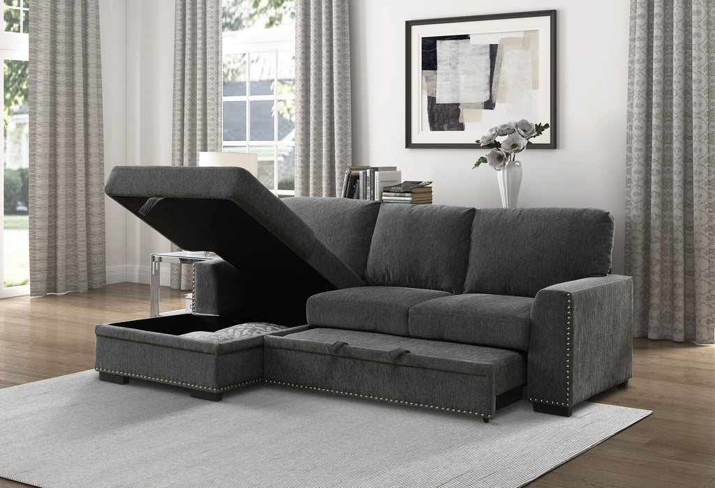 Morelia Charcoal LAF Storage Sleeper Sofa Chaise