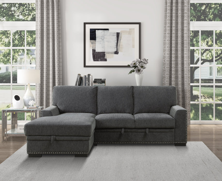 Morelia Charcoal LAF Storage Sleeper Sofa Chaise