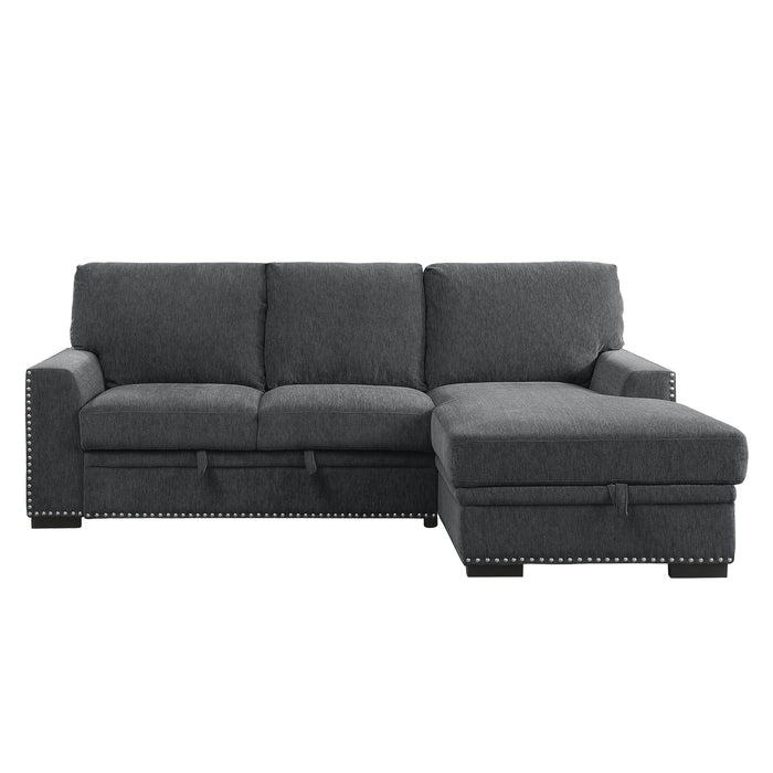 Morelia Charcoal RAF Storage Sleeper Sofa Chaise