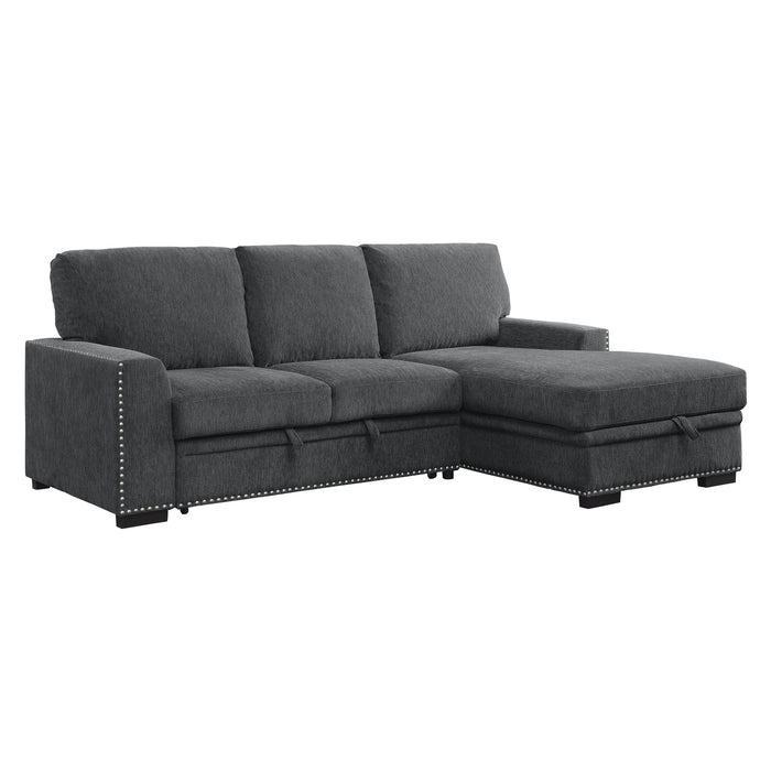 Morelia Charcoal RAF Storage Sleeper Sofa Chaise