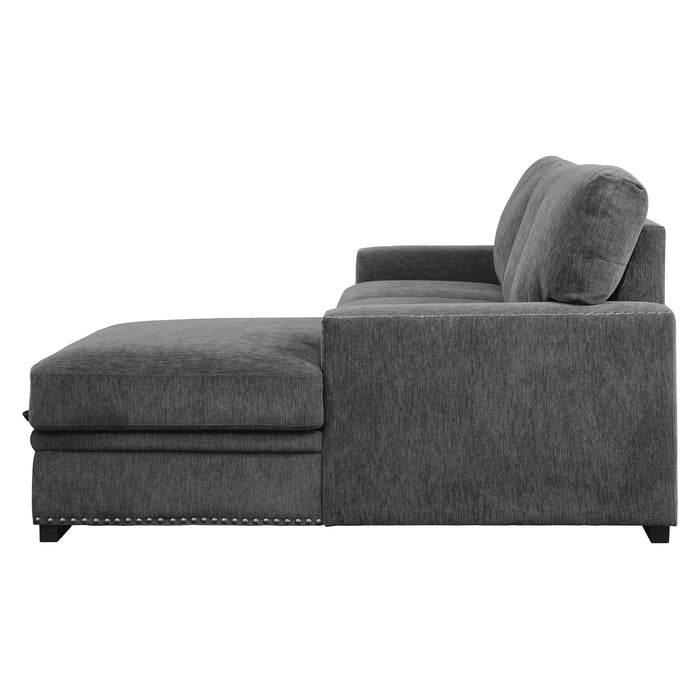 Morelia Charcoal RAF Storage Sleeper Sofa Chaise