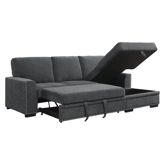 Morelia Charcoal RAF Storage Sleeper Sofa Chaise