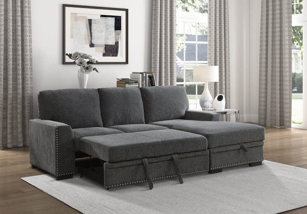 Morelia Charcoal RAF Storage Sleeper Sofa Chaise