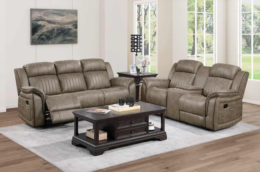 Centeroak Sandy Brown Double Reclining Sofa