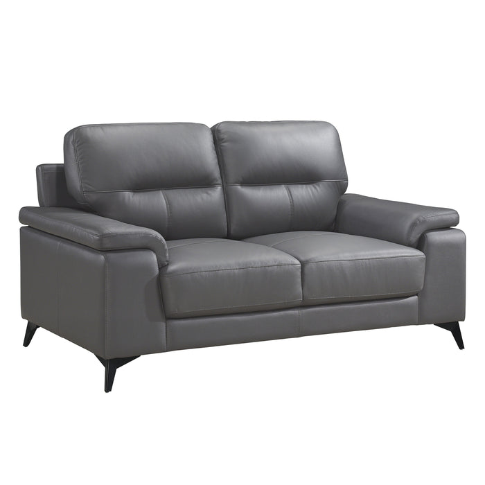 Mischa Dark Gray Top-Grain Leather Loveseat