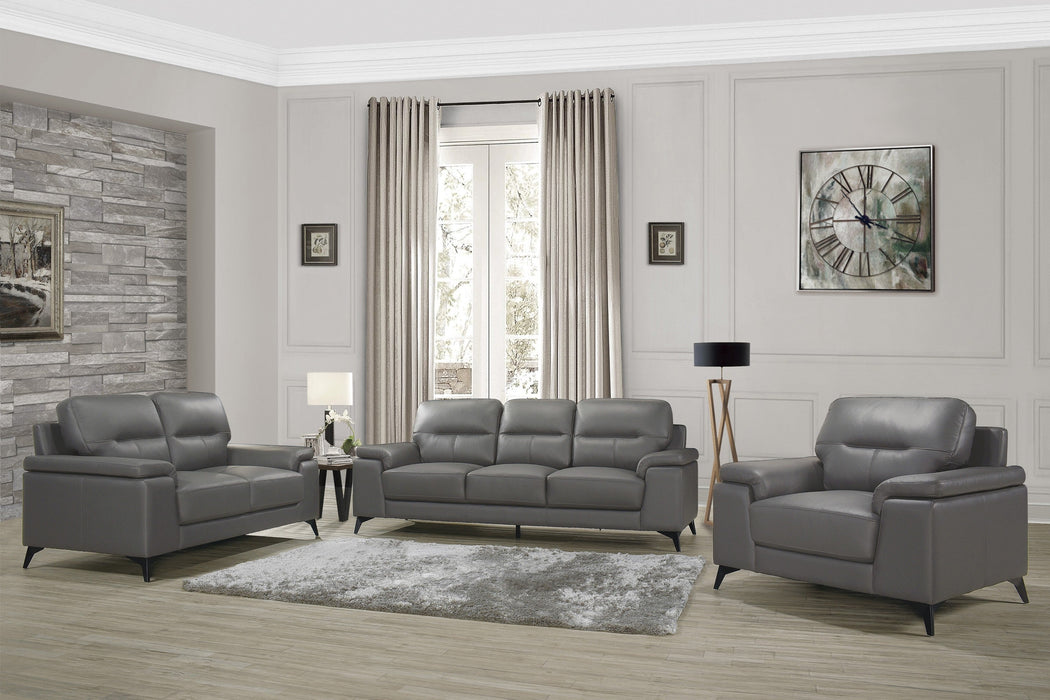 Mischa Dark Gray Top-Grain Leather Sofa