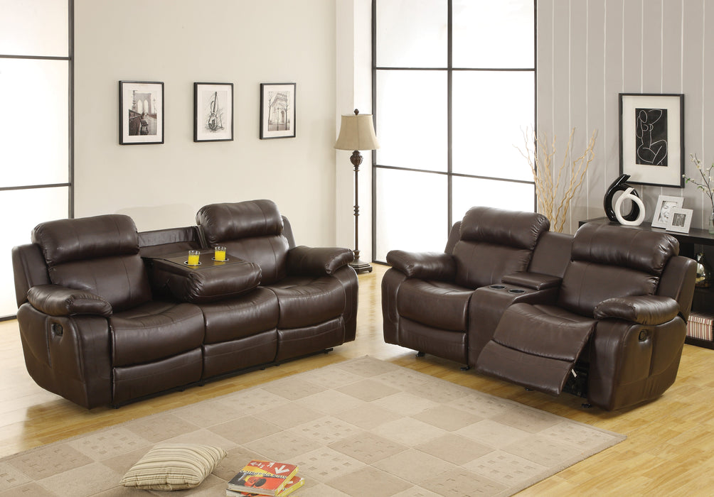 Marille Brown Bonded Leather Reclining Loveseat