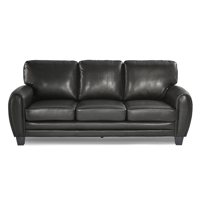 Rubin Black Faux Leather Sofa