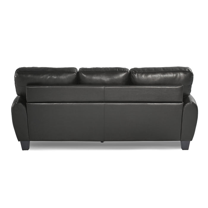 Rubin Black Faux Leather Sofa