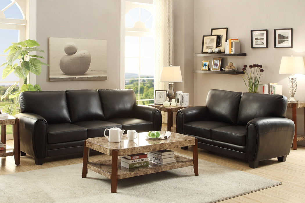 Rubin Black Faux Leather Sofa