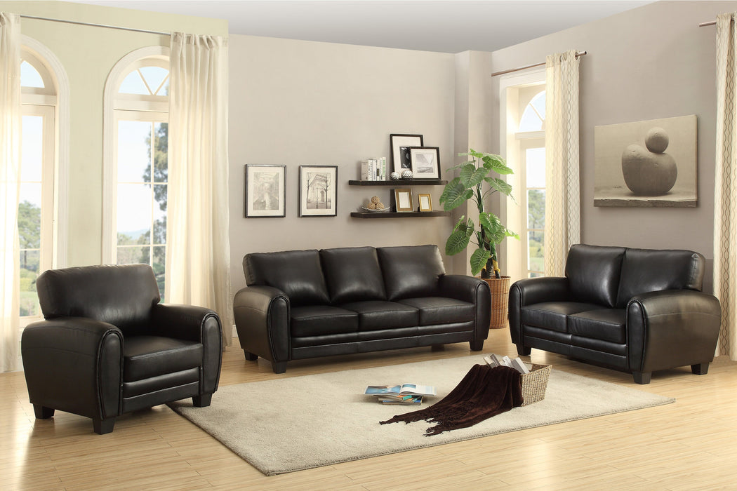 Rubin Black Faux Leather Sofa