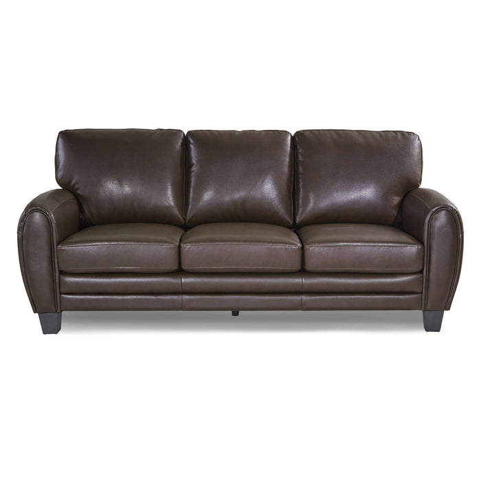 Rubin Dark Brown Faux Leather Sofa