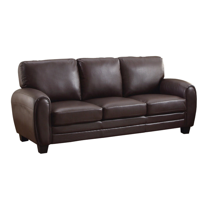 Rubin Dark Brown Faux Leather Sofa