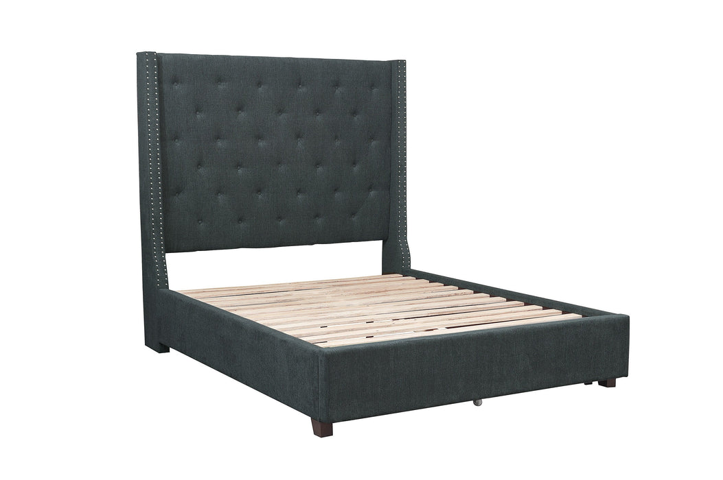 Fairborn Gray Queen Upholstered Storage Platform Bed