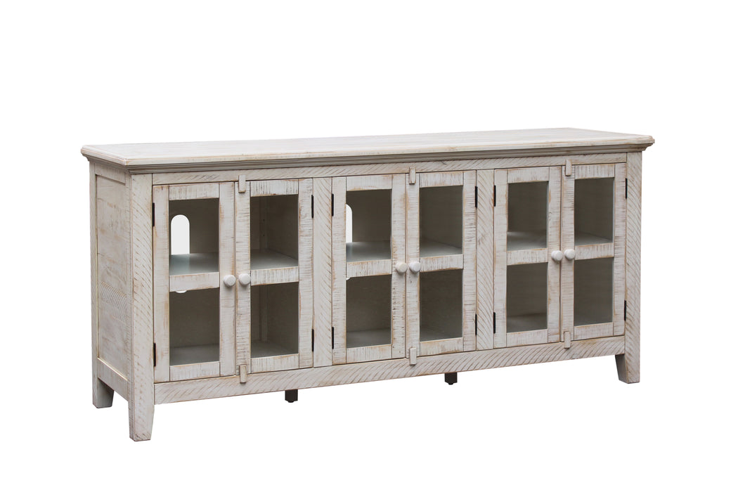 Vilo Home Sarasota 70' Solid Wood White TV Stand with Distressed Design