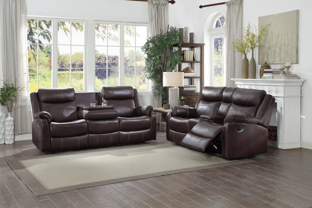 Yerba Brown Microfiber Lay Flat Reclining Living Room Set