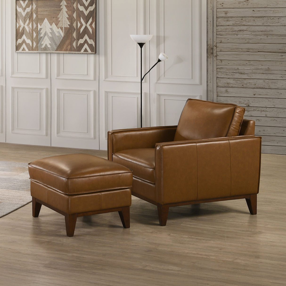 Caspar - Chair & Ottoman - Caramel