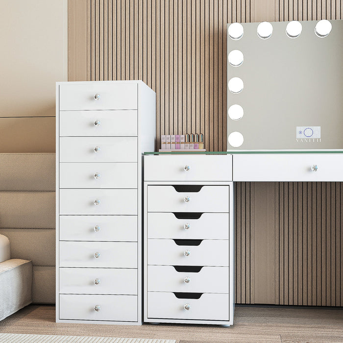 VANITII 9-Drawer Makeup Vanity Storage Unit with Lights