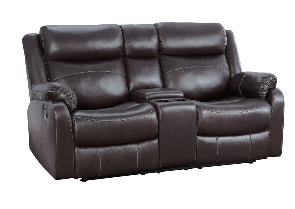 Yerba Brown Microfiber Double Lay Flat Reclining Loveseat