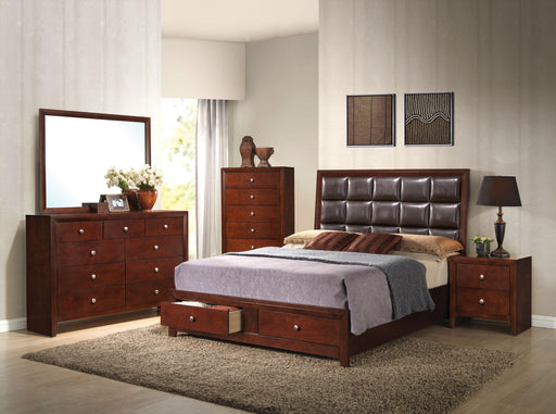 Ilana Brown PU & Brown Cherry Queen Bed image