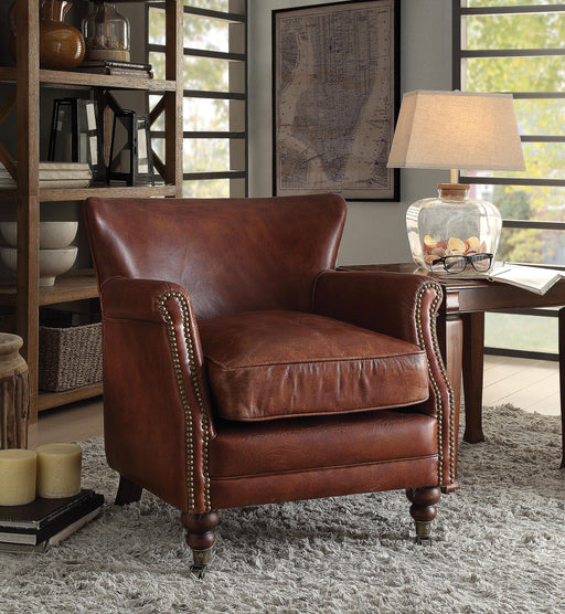 Leeds Vintage Dark Brown Top Grain Leather Accent Chair image