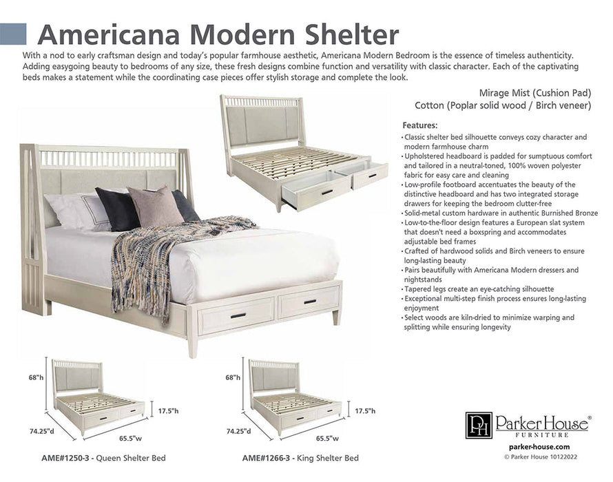 Modern Furniture - Americana Modern Queen Shelter Bed in Cotton - BAME#1250-3-COT