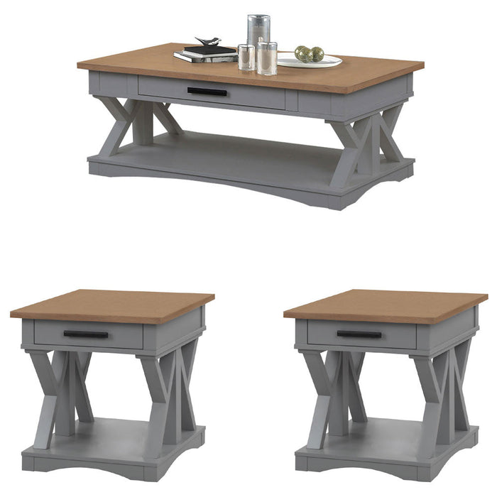 Modern Furniture - Americana 3 Piece Ocassional Set in Dove - AME#01-02-DOV