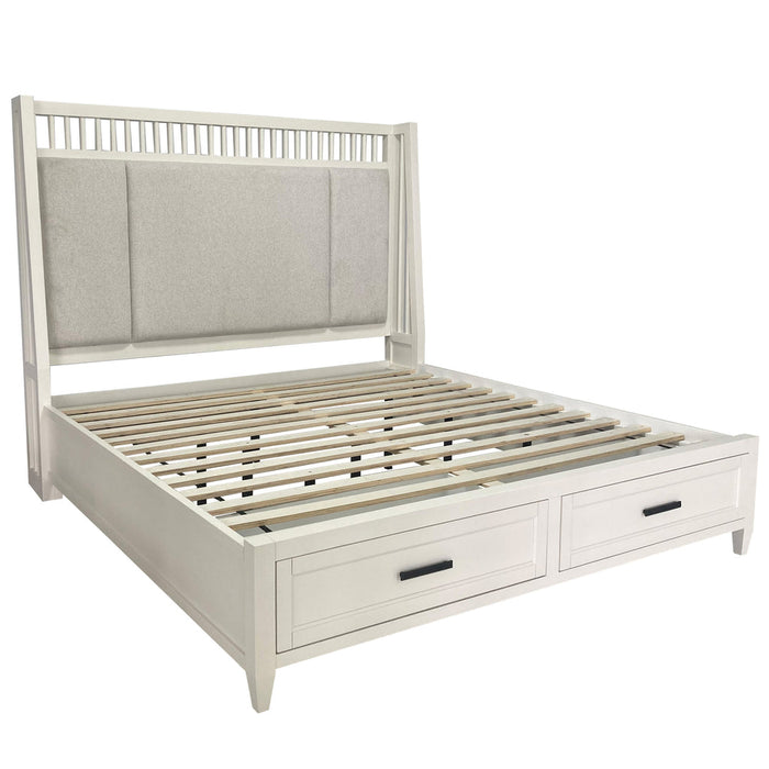 Modern Furniture - Americana Modern King Shelter Bed in Cotton - AME#1266-3-COT