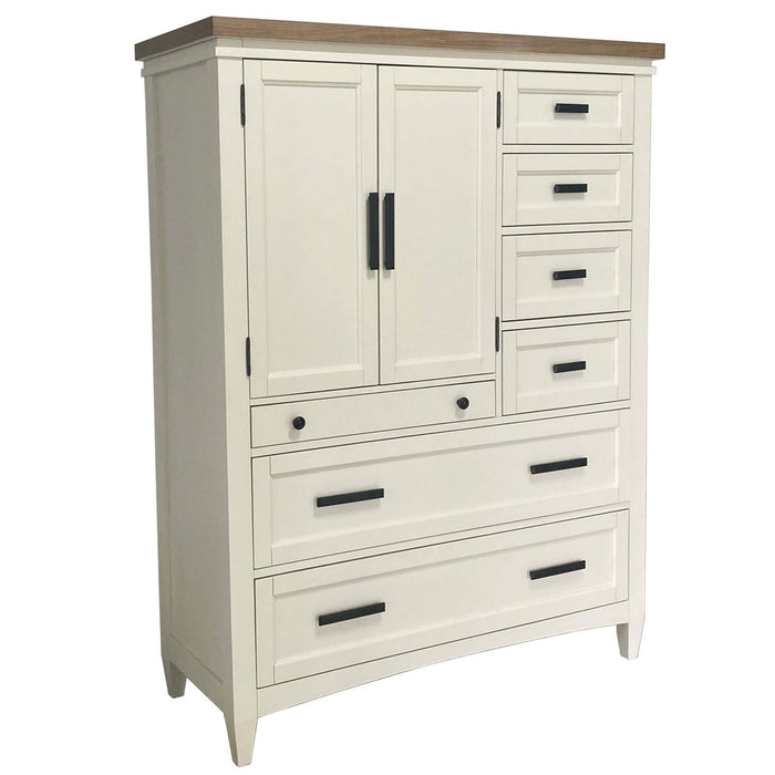 Modern Furniture - Americana Modern 2 Door Chest with 7 Drawer and work station in Cotton - BAME#42507-COT