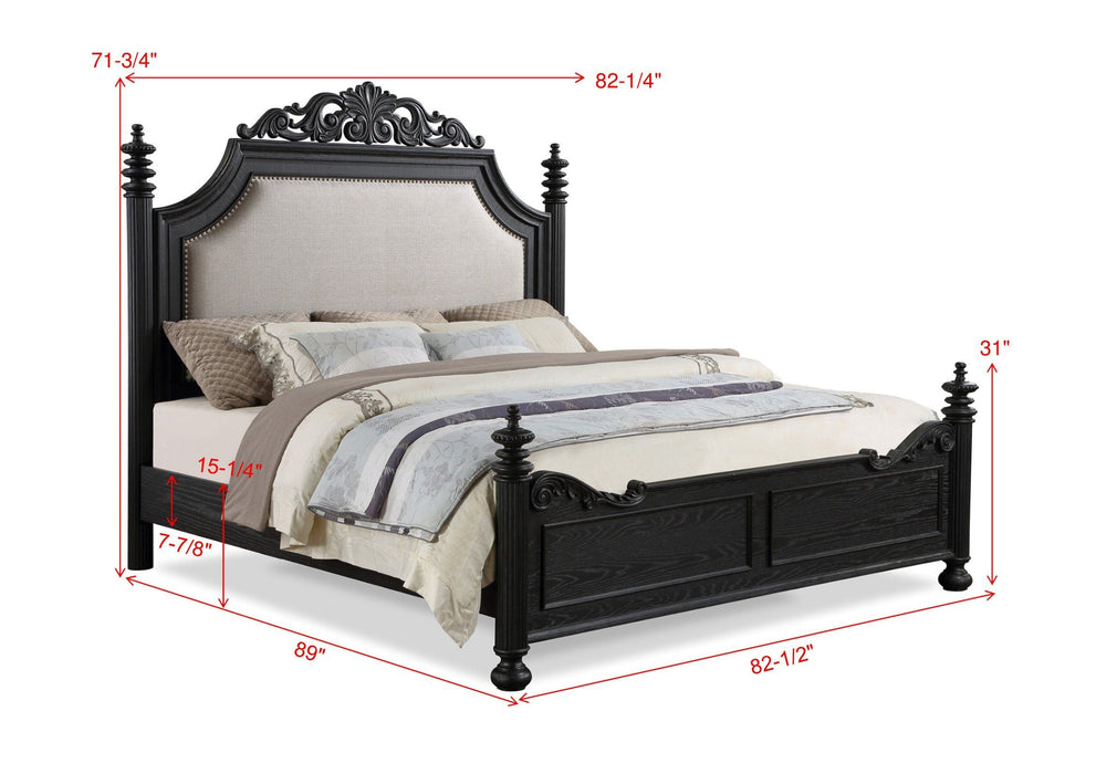 Kingsbury Espresso King Upholstered Panel Bed