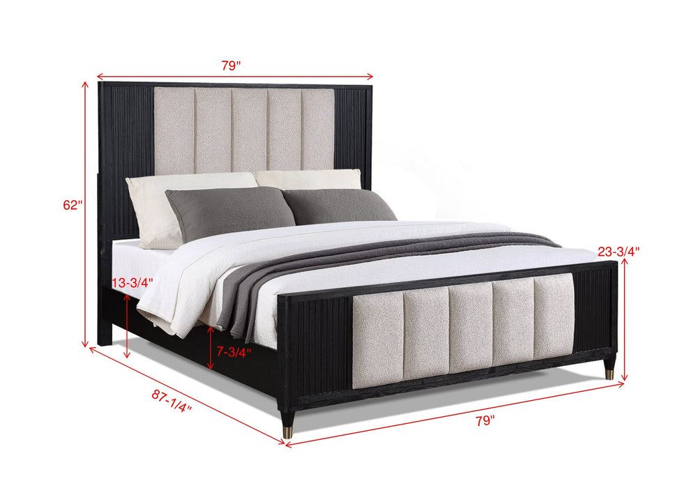 Kara Black King Panel Bed