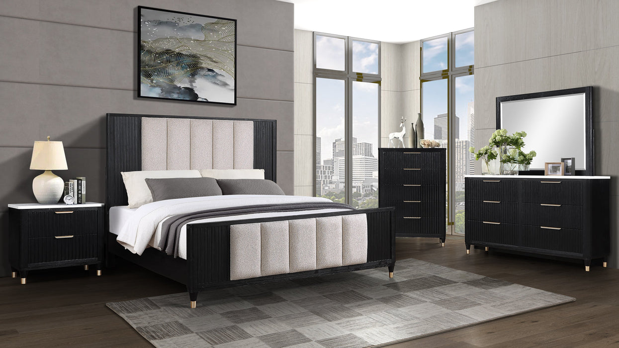 Kara Black Queen Panel Bed