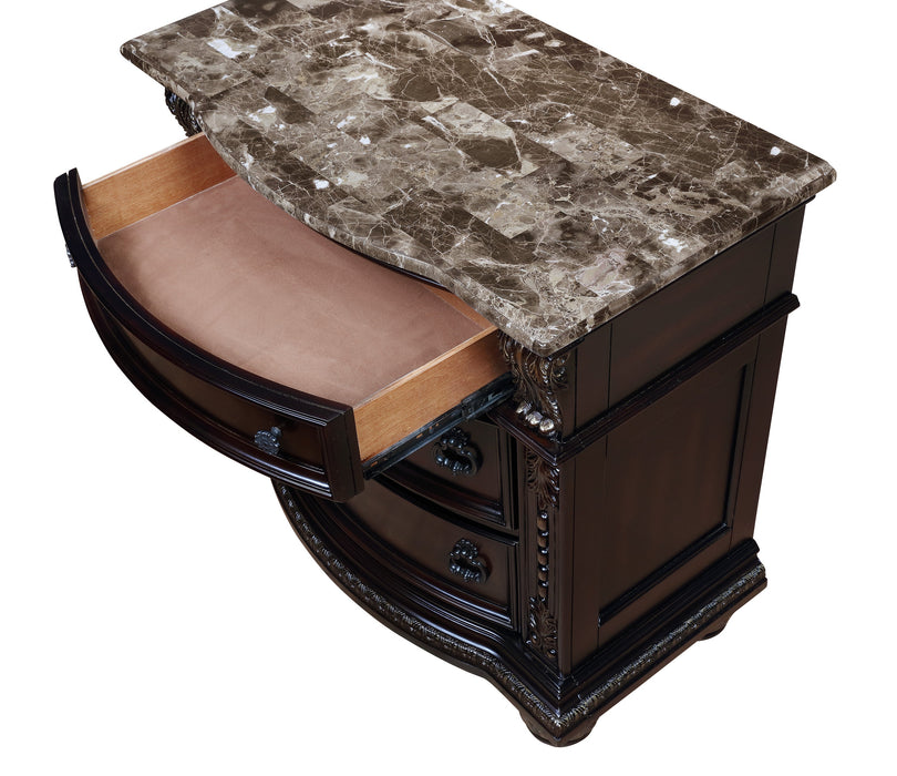 Stanley Cherry Brown Nightstand with Marble Top