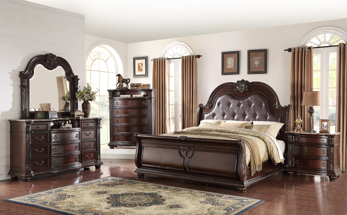 Stanley Cherry Brown King Upholstered Sleigh Bed