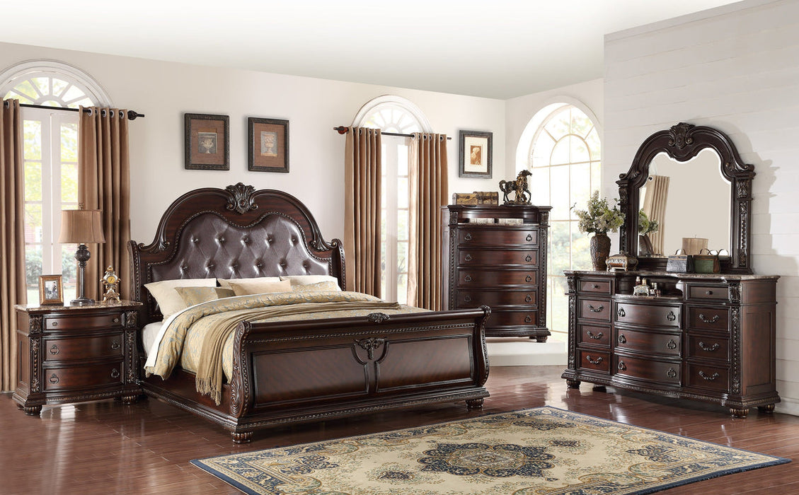 Stanley Brown Upholstered Sleigh  Bedroom Set | B1600