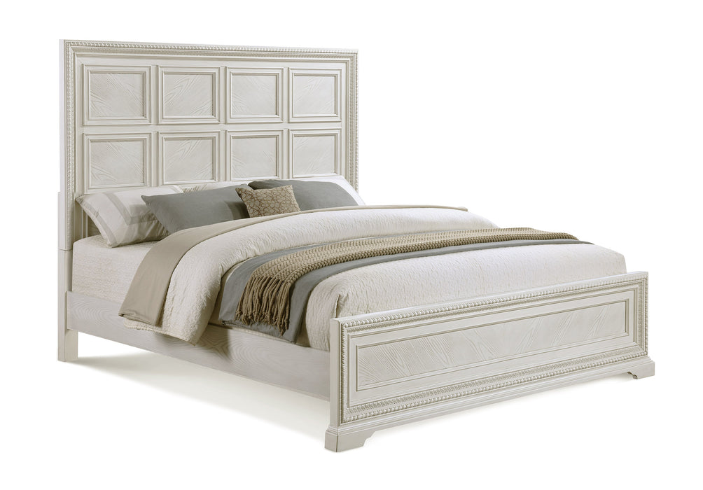 Alexandria Whitewash King Panel Bed