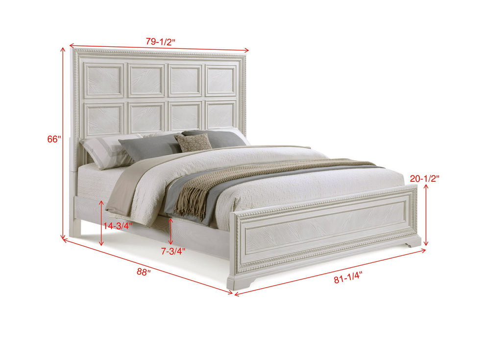 Alexandria Whitewash King Panel Bed