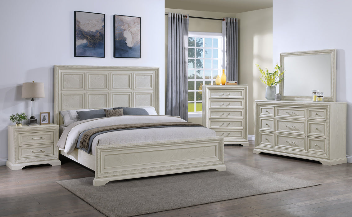 Alexandria Whitewash Queen Panel Bed