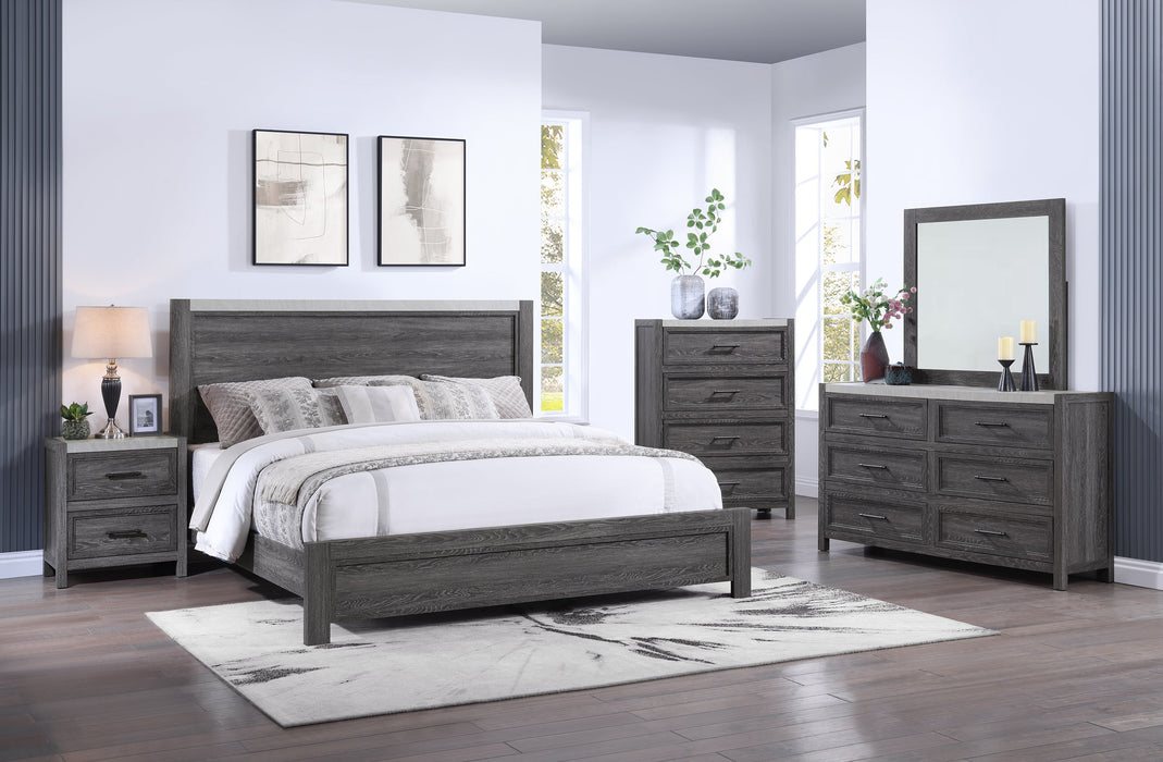 Madsen Gray King Panel Bed